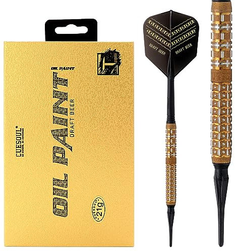 CUESOUL Draft Beer 21g Soft Tip 90% Tungsten Dart Set mit Ölfarbe Finished und vereinheitlichenden ROST Flights