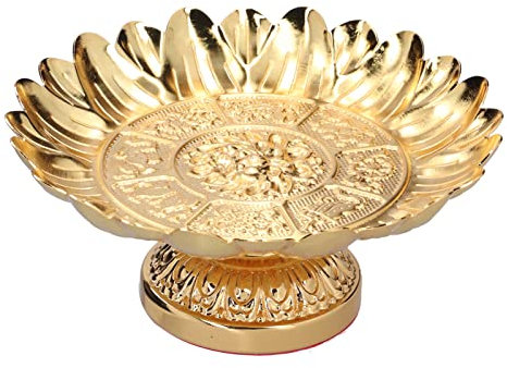 Cyrank Classic Gold Geometric Fruit Bowl, 8cm/3.1in H x 17.8cm/7.0in D x 8cm/3.1in Base, Alloy Steel, 323.184g Capacity, Dishwasher & Microwave Safe, Perfect for Parties, Temple Use, Home Decoration