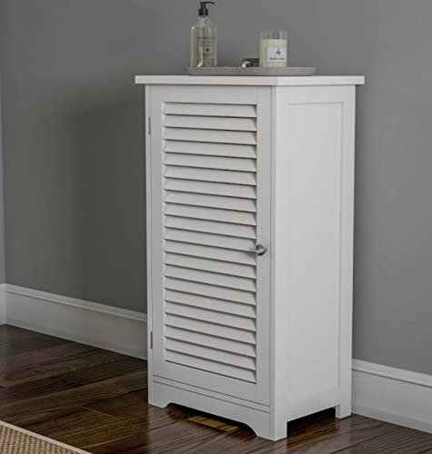 HYGRAD BUILT TO SURVIVE White Wooden Free Floor Standing Bathroom Home Office Linen Cabinet With Shutter Door Bathroom Living Room Bedroom Hallway Wooden Organiser Unit