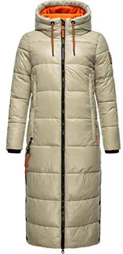 Navahoo Damen Warmer Winter Steppmantel mit Kapuze Schmuseengel Pebble Grey Gr. XS