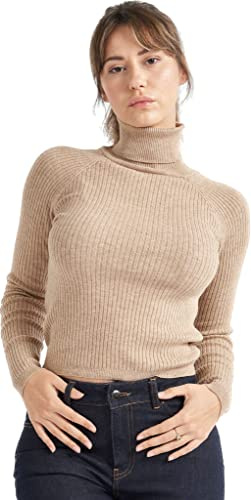 alsestudio Women`s Turtle Neck Jumper Premium Quality Silk Touch Long Sleeve Soft Ribbed Pullover Essential Knitted Roll Neck Sweaters