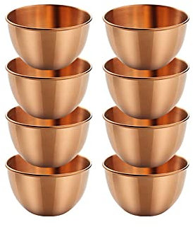 maiwalk 3.35 inch Stainless Steel Sauce Dishes Dipping Bowl Round Seasoning Small Sauce Cups Dip Ice Cream Dessert Bowls Serving Sushi Cereal Salad Snacks Appetizer Bowl 8 Pack (Rose Gold, 3.35 inch)