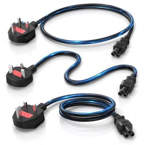 Cloverleaf Laptop Power Lead 4Ft, IEC C5 to NEMA 5-15P Grounded 3 Prong Cord, 18AWG 10A 125V AC Cable for Lost Charger Brick, Remote Work Desk, Student Dorm Backup Use, Black, Spare Cord