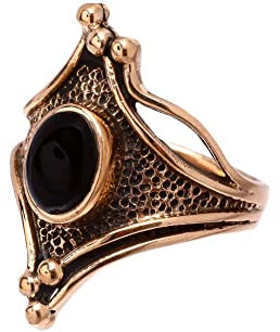 Windalf Frauen Ring ALISHA 24 mm Onyx Gothic Schmuck Bronze (Bronze, 60 (19))