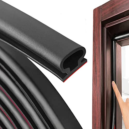 Ormein Burlete Puerta Tiras Sellado Ventana,Autoadhesivo Burlete Puerta Entrada,Goma Burlete Para Marcos de Puertas Insonorizados, Aislante Puerta Ventana Caucho Sellado (7M, Negro)