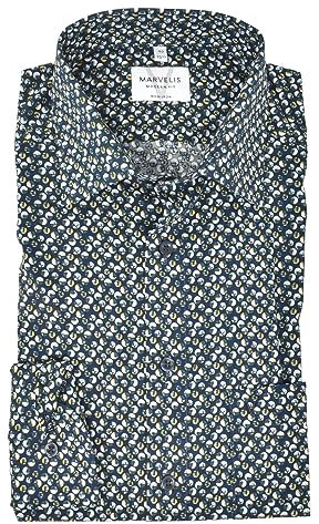 Marvelis Hemd Modern Fit 7228.49.18 Marine Gemustert extra Langer Arm 69 cm, Kragenweite/Größe:41