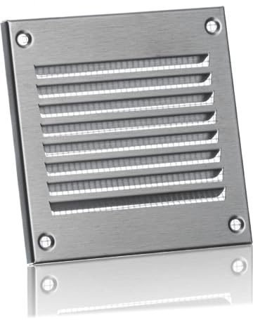 EUROPLAST 100x100mm / 4x4 inch Stainless Steel Metal Air Vent Grille Cover with Insect Mesh - Ventilation Cover