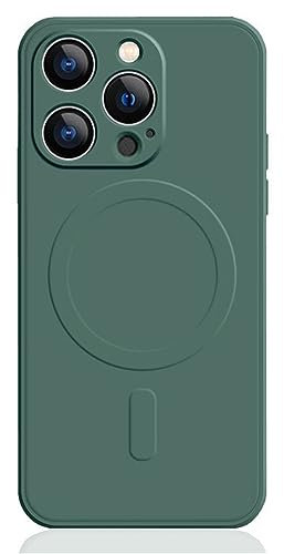 Mixroom - Custodia Cover per iPhone 13 PRO in TPU Silicone Morbido Compatibile con MagSafe Accessori con Cerchio Magnetico Integrato Verde Foglia