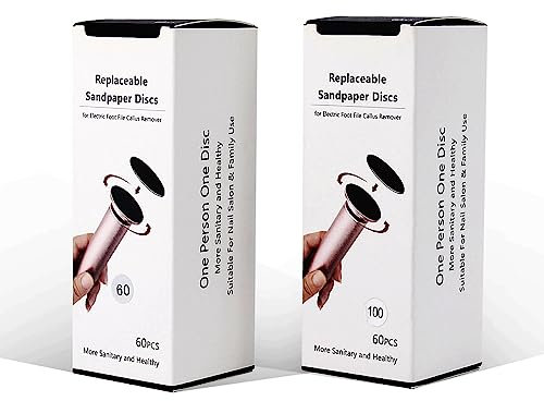 2 Box (120pcs) Foot File Replacement Pads Sandpaper Discs for Electric Hard Skin Callus Remover, Coarse 60 Grit+Fine100 Grit
