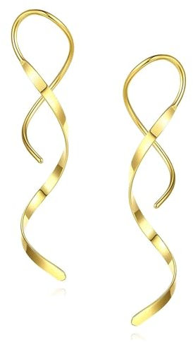 Peiyee Spiral Ohrringe Damen - Durchzieher Tropfen Ohrringe in Edelstahl für Freundin, Mutter, Schwester - perfekt für Muttertag, Weihnachten oder Geburtstage (gold)