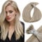 LaaVoo Nano Hair Extensions Real Human Hair Blonde Nano Beads Hair Extensions 22 Inch Highlight Medium Blonde Invisible Nano Ring Straight Remy Hair 50g 50s #18/613