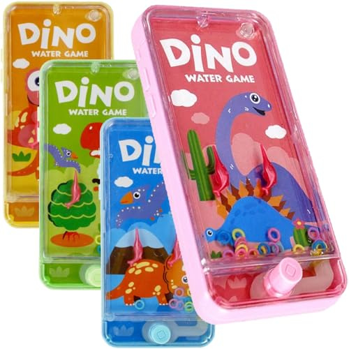 Carpeta 4X Geduldsspiele * SÜSSE Dinosaurier * als Mitgebsel zum Kindergeburtstag und Mottoparty | Größe je Spiel: 7x14cm | Dinos Wasserflipper Wasserspiele Flipper Kinder Geburtstag