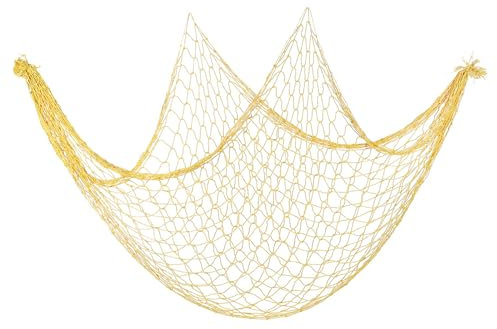 PATIKIL Fishing Net Decor, 80 x 60 Mediterranean Style Photographing Decoration Natural Fish Net Party Accessory for Home Bedroom, Light Yellow