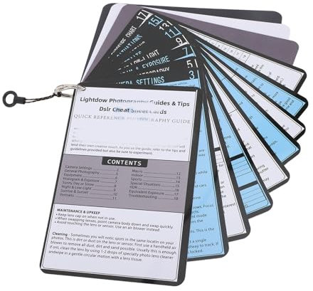 DSLR-Kamera-Fotografie-Spickzettelkarten, Weißabgleich-Graukarte, Schnellreferenz-Lernkarten für Fotografen, Meistern Sie Ihre Kameraeinstellungen mit Tipps für Anfänger und Profis
