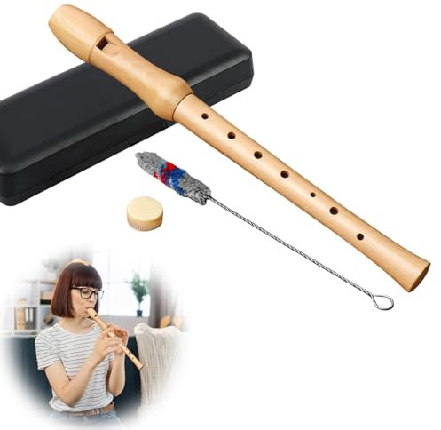 WANDGU Blockflöte aus Holz: Sopran-Blockflöte, Holzblockflöte Blockflöte Deutsche Griffweise mit Reinigungsset, Ahorn Blockflöte für Schüler und Anfänger (Deutscher Stil - 8 Löcher)