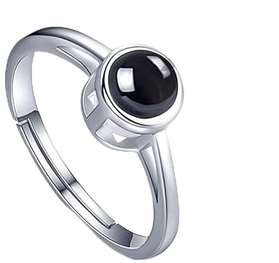 Custom Photo Ring Personalisierte Foto Projektion Ring mit Bild 925 Sterling Silber Paar Ringe Verlobung Hochzeit Versprechen Ringe Band Open Ring Romantische Geschenke für ihn ihr
