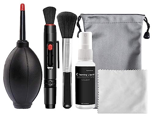 yanwuwa 6-in-1-Kamera-Reinigungsset, professionelles DSLR-Objektiv-Reinigungswerkzeug mit tragbarer Aufbewahrungstasche inklusive Luftgebläse-Reinigungsstift