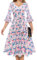 DRESSTELLS Damen Audrey Hepburn Kleid mit niedlichen Ärmeln Elegant Party Cocktail Formal Hochzeitsgast LangarmAbendkleid 50er Jahre Kleider Blush Blue Flower L