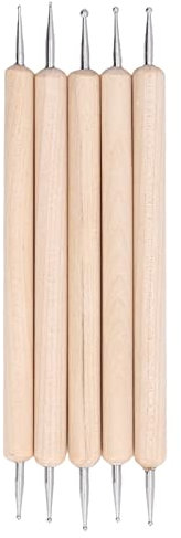 ZAWELIYO Stylet de Traçage à Double extrémité, Ensemble de Stylets de Gaufrage, à Bille en Bois, Outil pour Peinture et Gravure, 5 Pièces