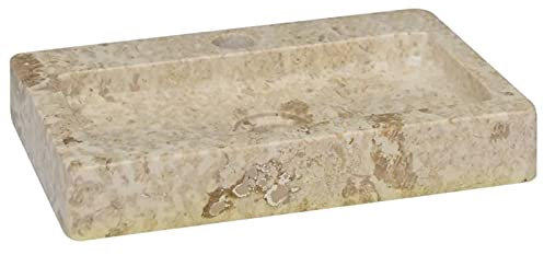 Gecheer Lavandino da Appoggio in Marmo, Lavabo da Bagno, Lavello da Esterno Crema 38x24x6,5 cm