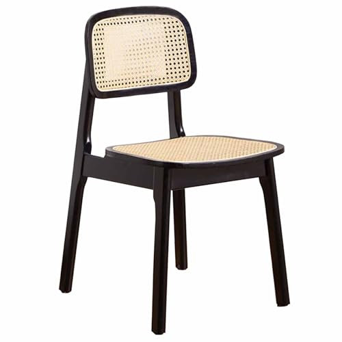 LJXiioo Rattan-Esszimmerstühle, 2er-Set, Moderne Mid-Century-Esszimmerstühle, armlose Küchenbeistellstühle, mit Rohrrückenlehne, für das Wohnzimmer im Restaurant,A