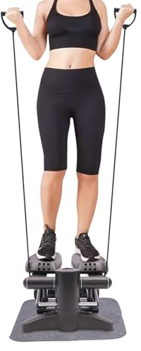 Swing Stepper für Übungen, 2in1 Twister Stepper mit LCD-Monitor, Up-Down-Stepper, Mini-Stepper, Leiser Fitness-Stepper mit Widerstandsbändern, Fitnessstudio-Treppenstepper, Kapazität 150 kg