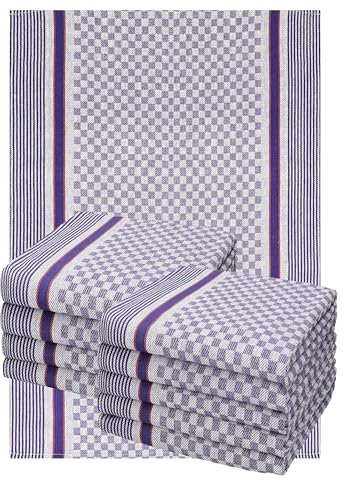 Betz 10er Set 50 x 70 cm Halbleinen Geschirrtücher extrem strapazierfähig und saugstark Gläsertücher Küchentuch Jacquard Arbeitshandtuch Geschirrtuch MCT-13 HL blau/rot