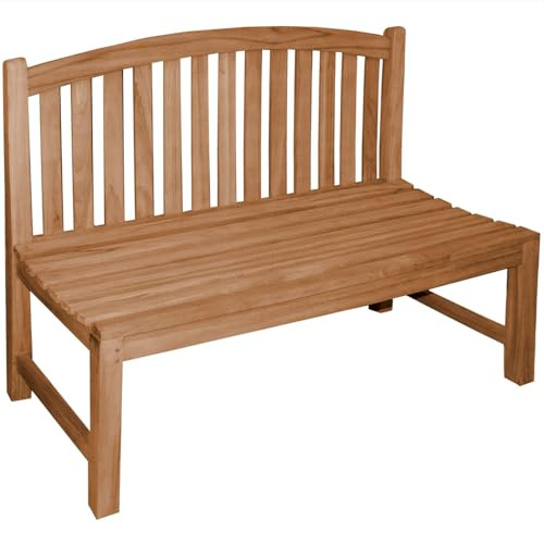 Teako Design Teakholz Bank Bari Massivholz Wetterfest, ohne Armlehnen, Terassenmöbel, Gartenzubehör, Teakholzmöbel, langlebig und robust, Witterungsbeständig (180 cm)
