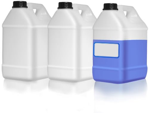 Zikoos 3 Pcs 1 Gallon Plastic Jug with Lids and Handles Translucent Square Liquid Storage Containers Reusable Empty Camping Water Jugs for Water Sauces Soaps Detergents Liquids Cleaning Solutions