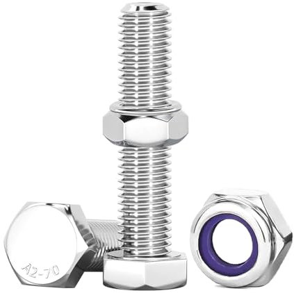 Drenky Dado Autobloccante M10, 10 Pezzi Esagonale Bulloni E Dadi Set Bulloni Acciaio Inox M10 X 35 mm Assortimento Di Viti con Dadi Per Macchinari, Mobili, Biciclette, Stampa 3D