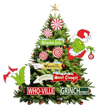 Decoración Navidad, Adornos Árbol, Monstruo Verde, para Boda, Fiesta Cumpleaños (Bola Roja)