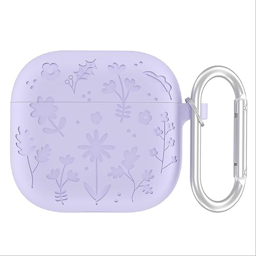 GIOPUEY Cover Compatibile con AirPods 4 2024, Carino Divertente Cartone Animato TPU Silicone Custodia, Protettiva Case Cover con Gancio Portachiavi per Uomini Donne - purple
