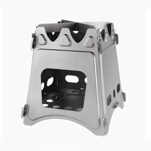 Holzofen Outdoor Tragbarer Brennholzofen aus Metall, Winddichter Ofen für Wildcamping, zum Essens und Picknicken zu Hause, mit Mehreren Brennstoffen, für Zelt, Villa, Heizen, Kochen(16.5*16.5*17.5cm)