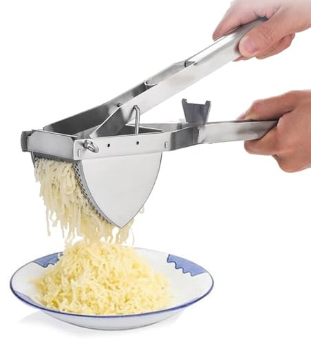 Potato Ricer Masher, Potatoes Saving Labor Masher with Nonslip Comfort Grip, Multifunctional Lemon Press Stainless Squeezer, Baby Food Strainer for Puree Mashed Fruit Vegetables