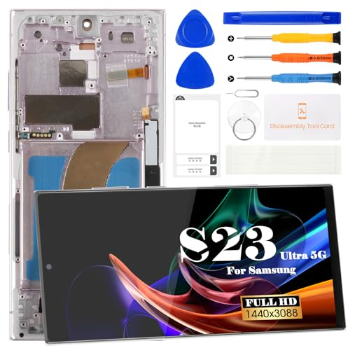 TFT pour Samsung S23 Ultra LCD Digitizer Remplacement pour Samsung Galaxy S23 Ultra 5g Écran Tactile Remplacement pour Samsung SM-S918 Kits de réparation d'écran tactile (avec cadre) (Lavande)