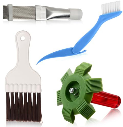 4 Stücke Lamellenkamm, Klimaanlage Flosse Kondensator Reinigung Kamm Multifunktion Trockner reiniger Reinigungsbürste Edelstahl für Wärmepumpentrockner Kondensatoren und Enge Lücken