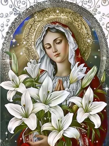 5D Diamond Painting Groß XXL Maria 100x135cm, DIY Diamant Painting Bilder Narzisse Diamond Painting Erwachsene, Basteln Erwachsene Groß Kunst Malerei, Wand Deko Wohnzimmer, Geschenke für Frauen Z-220