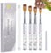 Werownsgso 4PCS Acrylic Nail Brush Set, Size 6/10/12/14 Acrylic Brushes, Nail Art Brushes for Acrylic Powder, Nail Extension Carving, Professional Manicure Tools with Wooden Handle,DIY Home Salon Wome