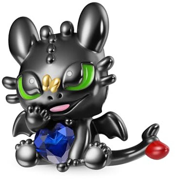 GNOCE Charm Perle How to Train Your Dragon Ohnezahn umarmt Herz Charm 925 Sterlingsilber Beads Charms für Frauen und Mädchen Schmuckgeschenk (September-Saphir)