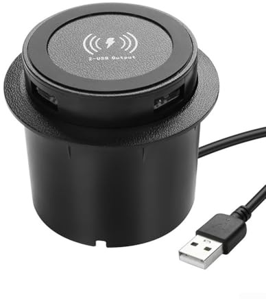 DAZZLEEX Prise Embarquée de Bureau, ABS 3 en 1 Chargeur sans Fil 10W Charge Rapide Pop Up Design pour Smartphone Smartwatch Écouteurs 6.8 * 6.8 * 6.2cm (Noir)