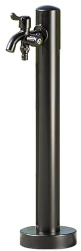 WANGJIANPENGPL Wasserzapfsäule Garten, Wassersäule Garten aus Edelstahl 304, Frostschutz Springbrunnen für Außen, Wasserhahn mit Doppelauslass, für Den Garten, Bauernhof, Hinterhof(Black,95cm/37in)