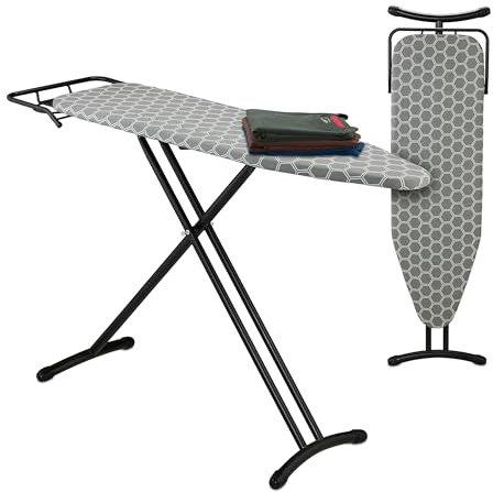 Relaxdays Table à Repasser, Planche réglable en Hauteur, Pliable, Plateau de Repassage 110 x 33 cm, Grise