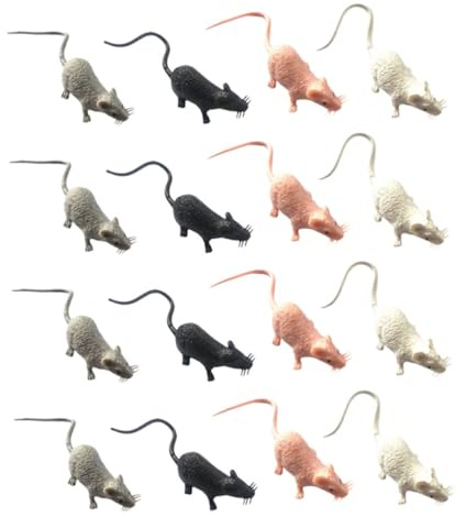 SEWOART 16 Realistische Mäuse PVC Spielzeugmäuse für Halloween Mottoparty | Miniaturmausskulptur, Winziges Mausmodell, Plastikratten und Rattenspielzeug, für Deko, Streiche, Draußen