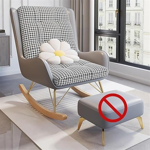 JIESOO Schaukelstuhl Wohnzimmer Gepolsterter Liegesessel mit Fußstütze for Lesen Und Entspannen(Grey,No Ottoman)