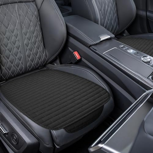 Auto Sitzkissen Vordersitze, Universal Sitzauflage 60×49 cm (Schwarz x 2) | Atmungsaktiv und rutschfest, Autositzschoner Sitzauflagen für Auto SUV LKW