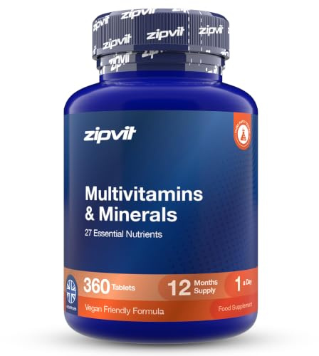 Zipvit Multivitamins & Minerals for Women & Men - 27 Nutrients - Vegan | 360 Tablets - Provides 100% RDA of Essential Vitamins - Everyday Whole Body Support - 3rd Party Tested