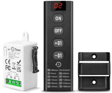 DieseRC Funk Lichtschalter Fernbedienung Schalter Mit Timer, AC 220V 230V 10 A Timer-Empfänger Mit RF-Fernbedienung for 2200W