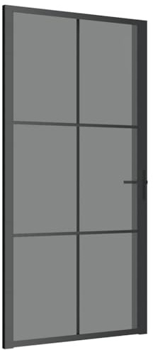Yisssmeng Porte intérieure 102,5 x 201,5 cm - Porte en verre trempé noir | Brise-vue moderne pour bureau et salon grâce au verre de sécurité ESG transparent foncé avec cadre en aluminium solide.