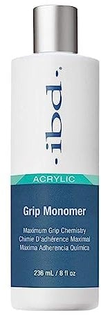 IBD Acrylic Grip Monomer, 236 ml - MADE IN USA - Acrylic liquid for strong & long-lasting nail modelling - Maximum adhesion, no yellowing, shatterproof