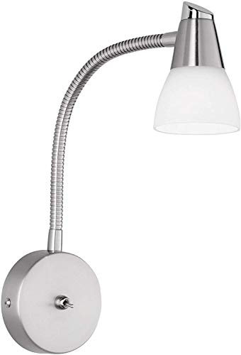 Reality Leuchten R8819-07 Halogen-Wandspot G9, mit Flexarm, in nickel matt, Glas in weiß